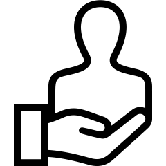 icon of hand holding an outline of person