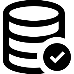 icon stack of cylindes with checkmark